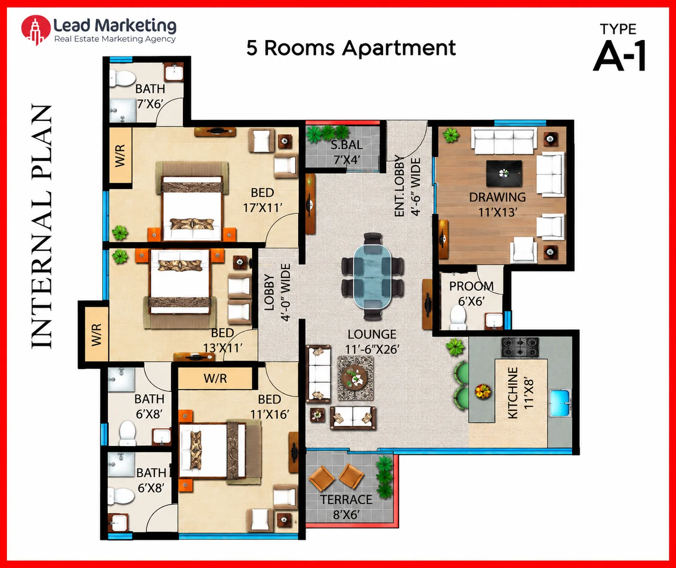 5-Room Apartments – Type A-1 Floor Plan