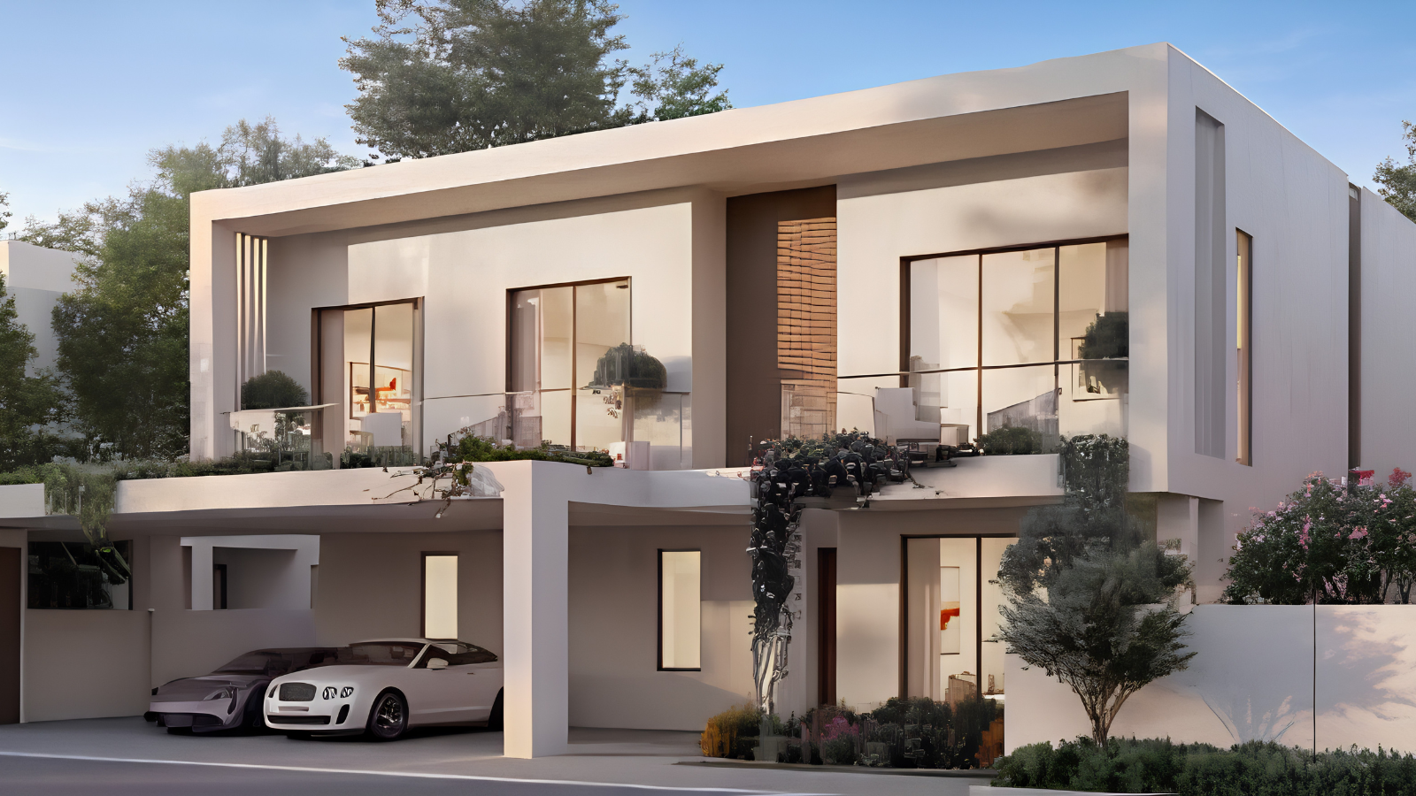 Wadeem Gardens Modernist villa exterior showcasing contemporary architecture on Hudayriyat Island